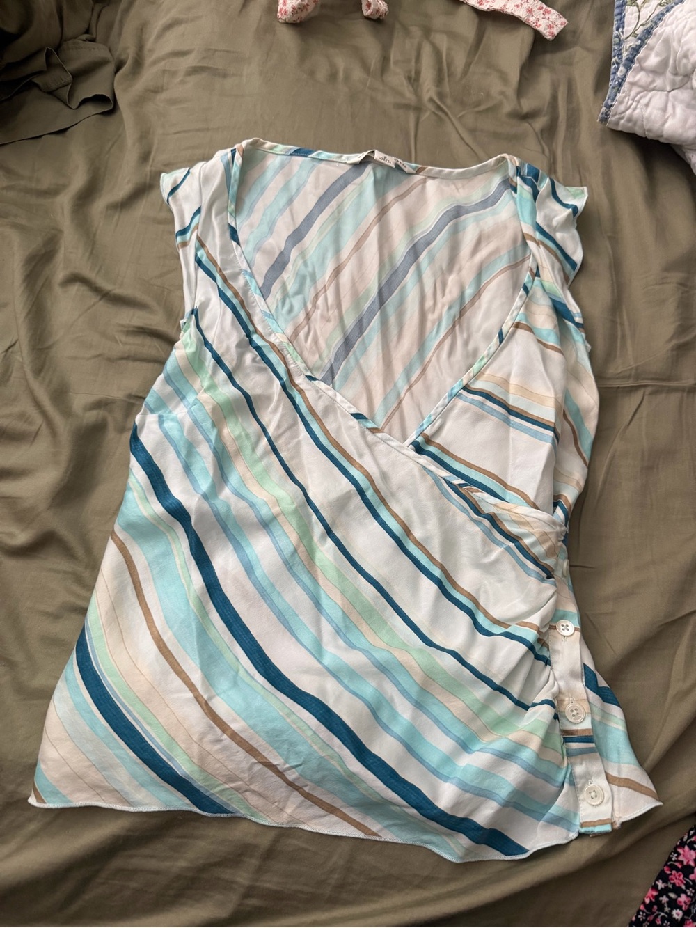 Banana Republic Striped V-Neck Wrap Tank